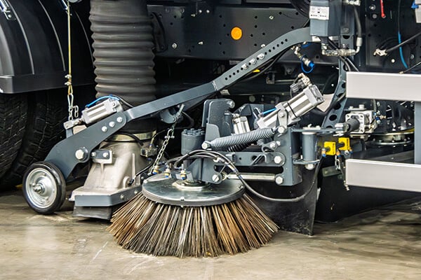 Street sweeper truck closeup