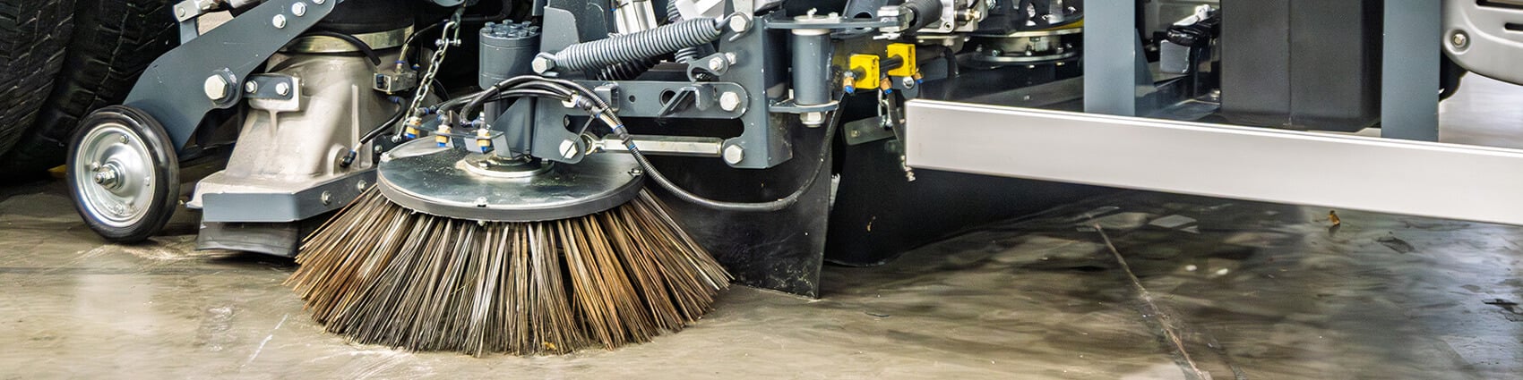 Street sweeper truck closeup